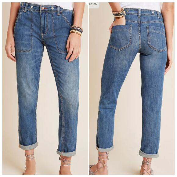 Pilcro by Anthropologie Denim - Anthropologie Pilcro Slim Boyfriend Jeans Size 28 Ankle Mid-Rise Patch Pocket